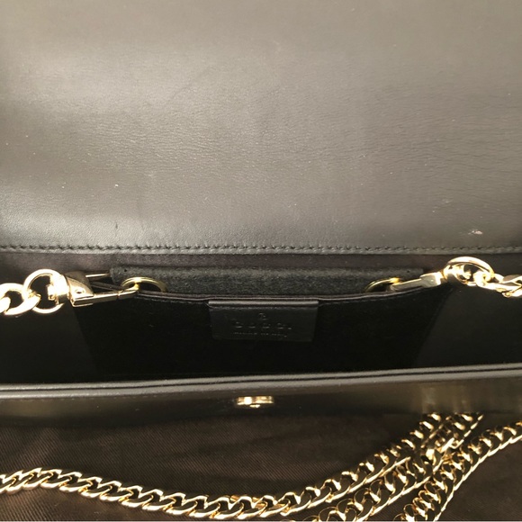 Gucci Rare Black Leather and Gold Bamboo Flap Clutch Bag - Picture 14 of 16